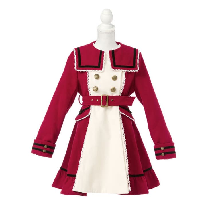 魔法学園バイカラーセーラー襟ウエストベルトロングコート DML PR[品番