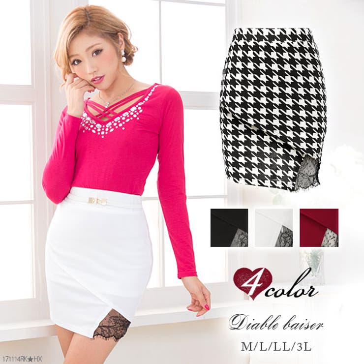 裾透けレースセクシータイトスカート|DB|LX|SE||][品番