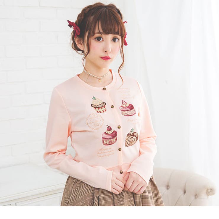 カップケーキ刺繍長袖カットソーカーディガン|DML|PR|SW||][品番