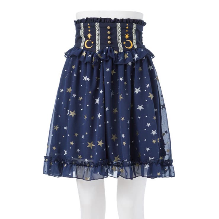 お月様刺繍星柄フリルスカート|DML|PR|SW||][品番：YU000040805