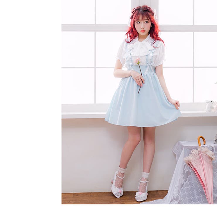 リボン＆レースのマカロンヒールパンプス|DML|FN|SW||][品番