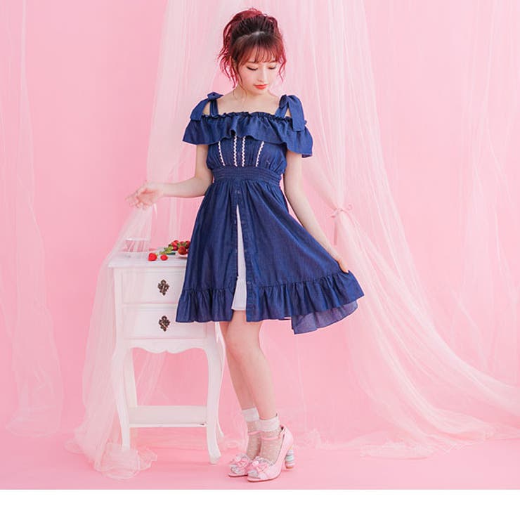 リボン&レースのマカロンヒール【夢展望】 リボン＆レースのマカロンヒールパンプス|DML|FN|SW||][品番