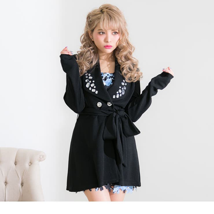 【新品】Rady キラキラ♡ビジューボタン ラインスタジャン キラキラボタン千鳥柄ジャケット | selectshop MAJOLIE