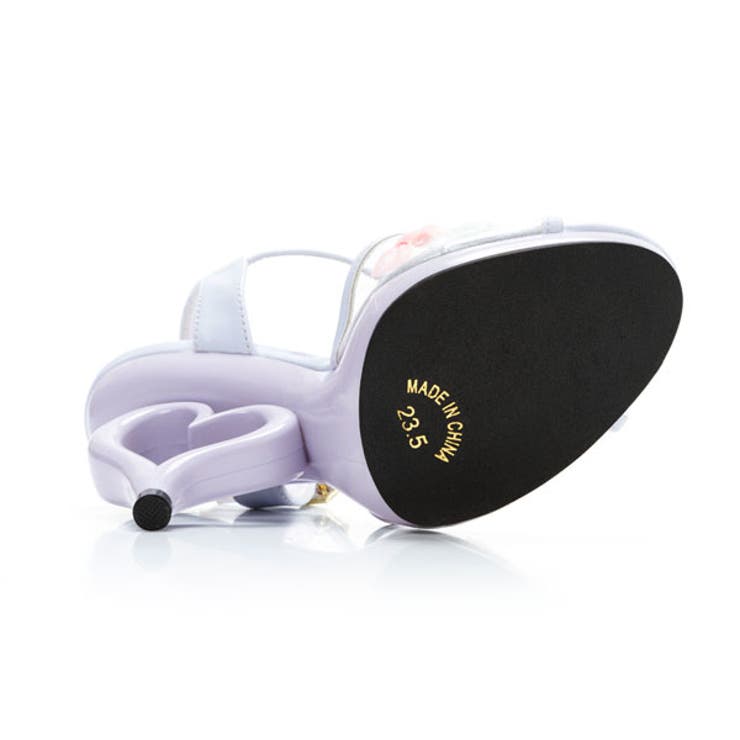 夢展望 deary パープル リボン ハート ヒール ミュール リボンいっぱい