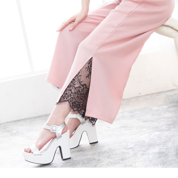 スカラップレーススリットワイドパンツ|NL|CL|CS||][品番