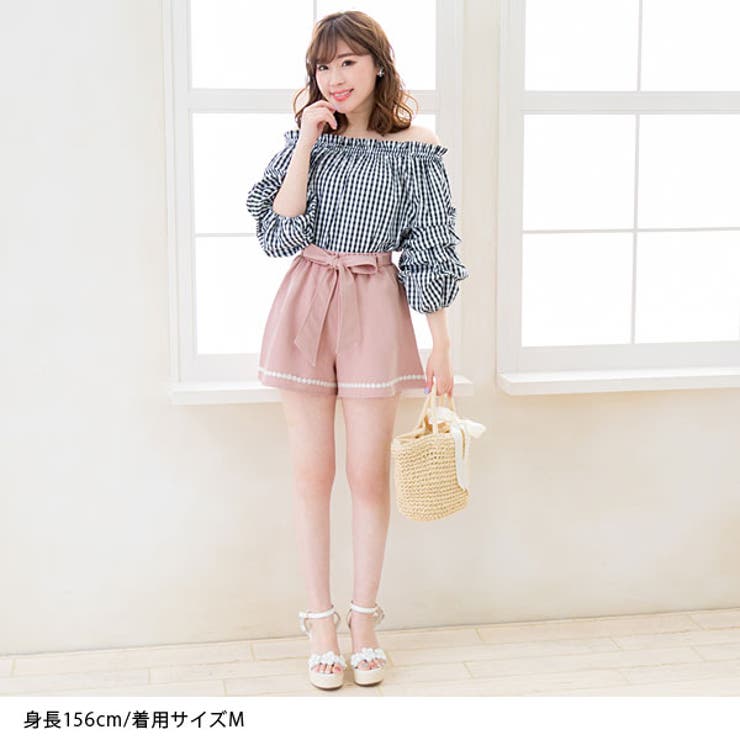 ウエストリボンベルト付き♪裾レースキュロットパンツ|MaR|FN|CS