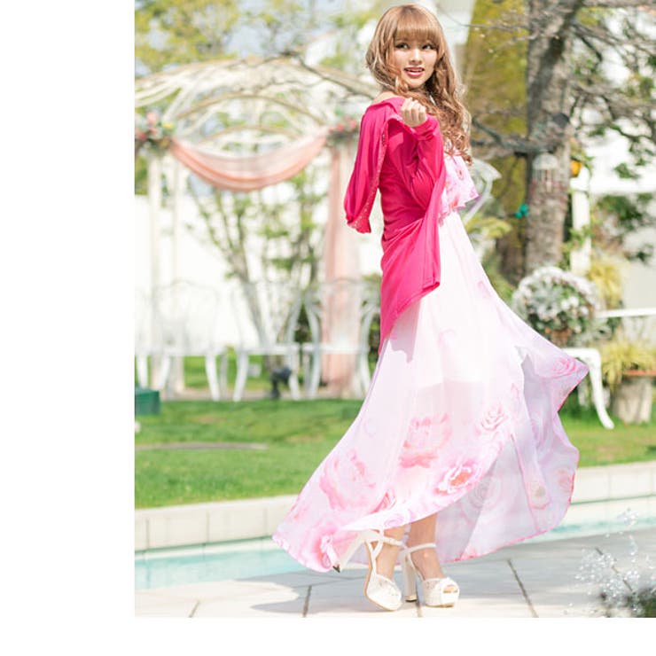 美品　アデュートリステス♡ロングワンピース　マキシ丈　花柄　総柄　インド綿　38 ☆新作☆女性らしさ溢れる♪レース使い花柄マキシ丈ワンピース