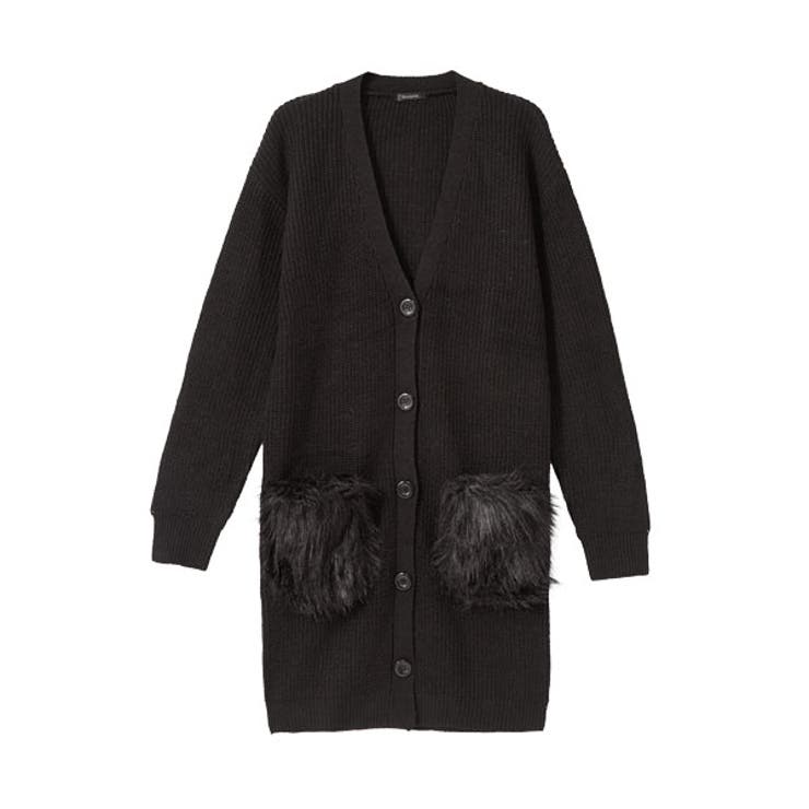 カーディガン ポケットファー ロング[品番：YU000041935]｜夢展望