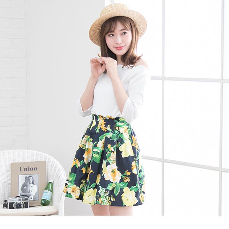 スカート ウエストタック 花柄[品番：YU000041309]｜夢展望