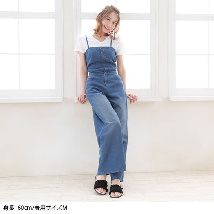 バックレースアップデニムオールインワンサロペット|NL|CS||][品番