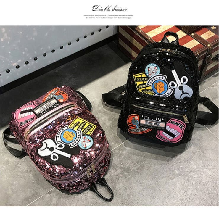 ミックスワッペンスパンコールリュックバッグ ミックスワッペンスパンコールリュックバッグ|DB|LX|SE||][品番