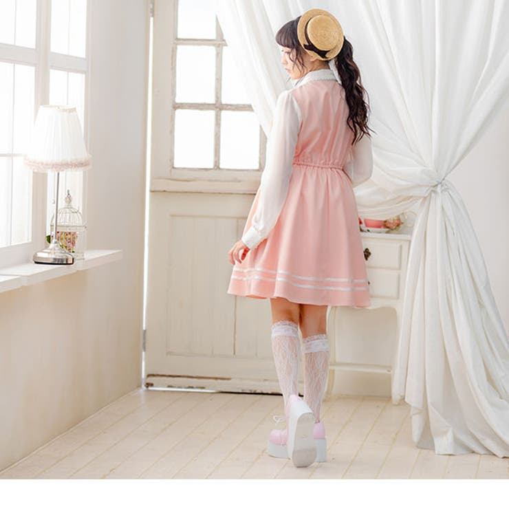 ワンピース フェイクレイヤード スクールライク[品番：YU000042257