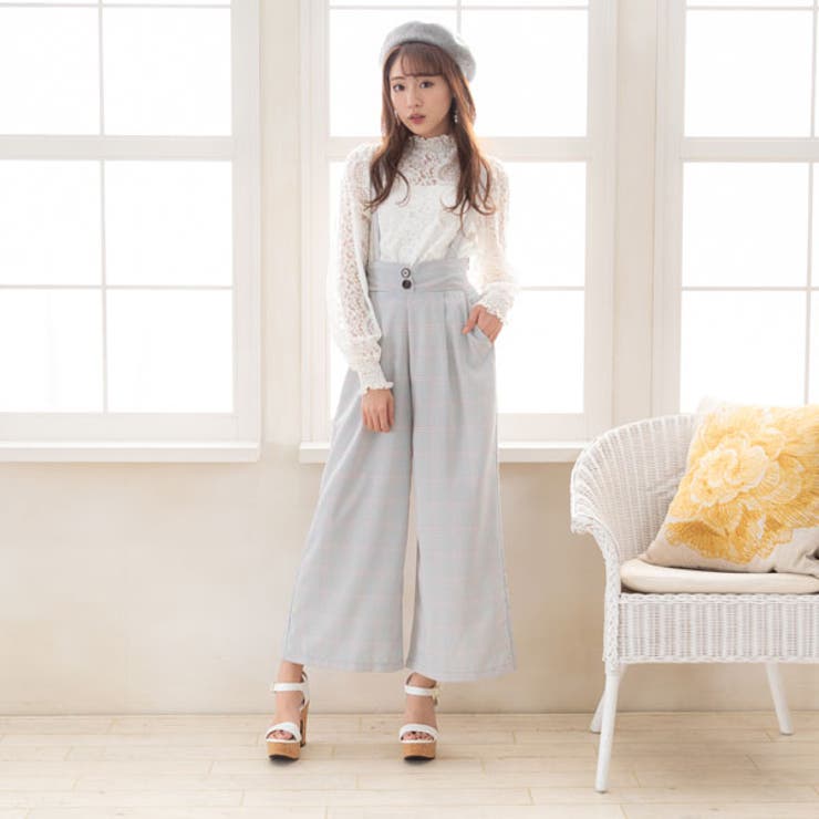 グレーチェック | ワイドパンツ 2WAY サス付 | 夢展望