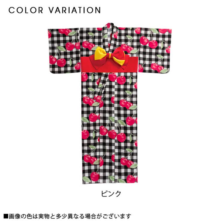 浴衣 ギンガム チェリー柄[品番：YU000042744]｜夢展望