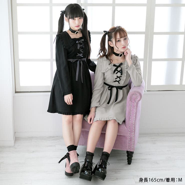 ワンピース サイド襟 ドール[品番：YU000043228]｜夢展望