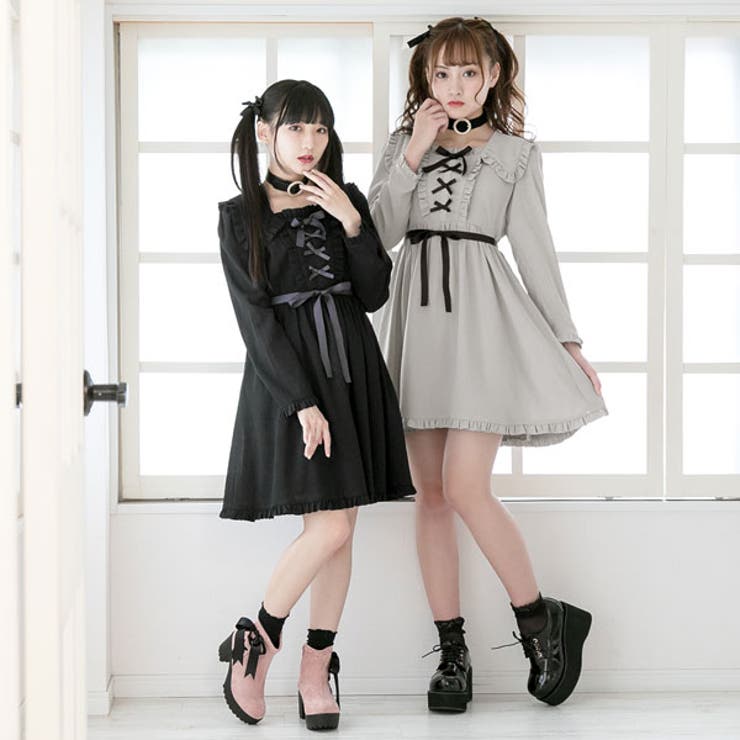 ワンピース サイド襟 ドール[品番：YU000043228]｜夢展望