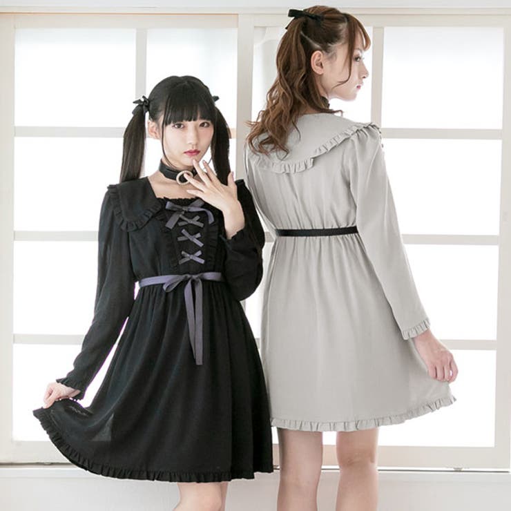 ワンピース サイド襟 ドール[品番：YU000043228]｜夢展望