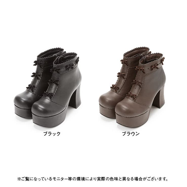ショートブーツ プチリボン おでこブーツ[品番:YU000043540 ショートブーツ プチリボン おでこブーツ[品番:YU000043540
