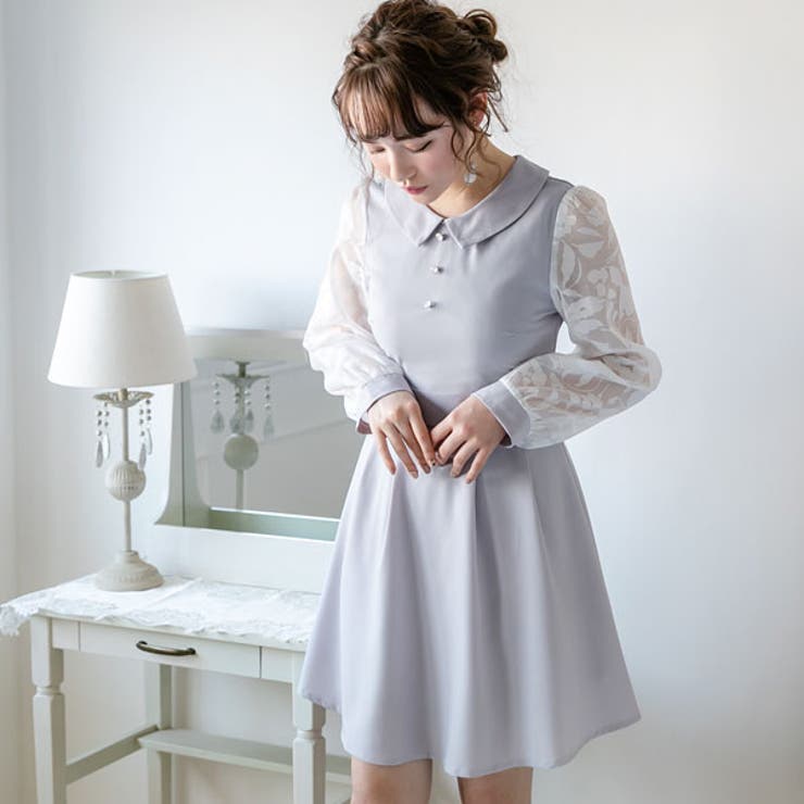 ワンピース 襟付き オーガンジー袖 品番 Yu 夢展望 ユメテンボウ のレディースファッション通販 Shoplist ショップリスト