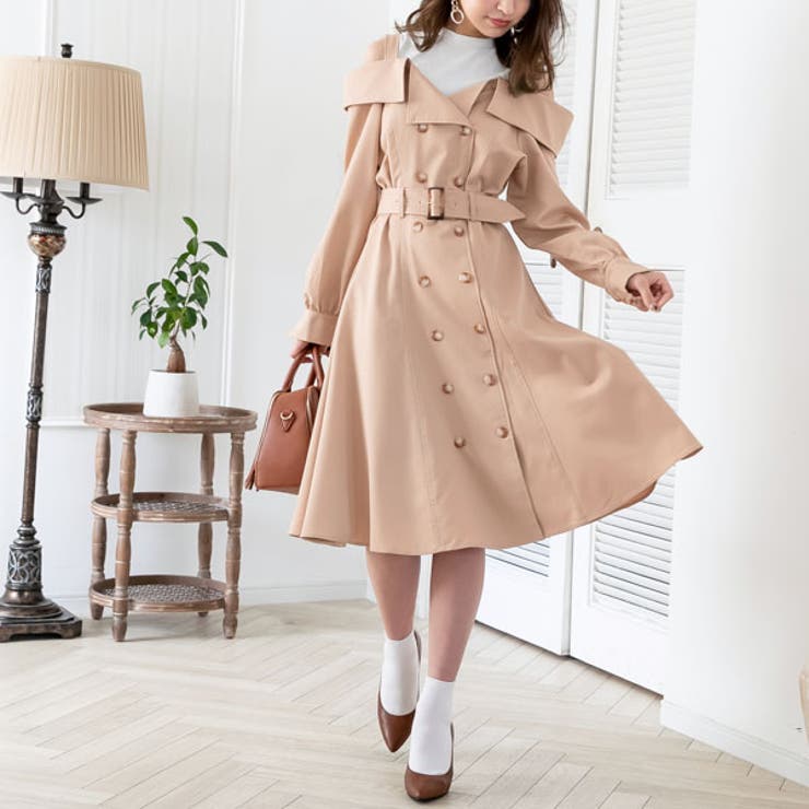 ワンピース オフショル トレンチ[品番：YU000043862]｜夢展望