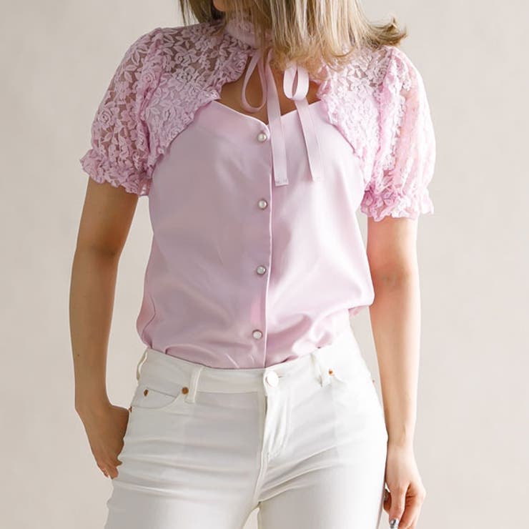 rosymonster】 ペタルメロウフリルシャツ ピンク ロージーモンスター