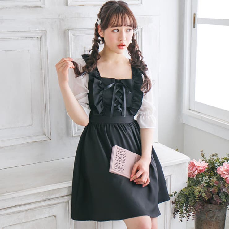 EATME レースアップフリルワンピース ブラック イートミー EATME