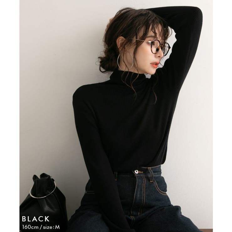 【美品✨】AP STUDIO シルク混　リブタートルニット　ブラック 美品✨】AP STUDIO シルク混 リブタートルニット ブラック