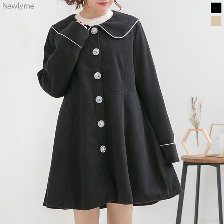 ビジュー釦セーラーカラーコート 韓国 オルチャン 夢展望[品番