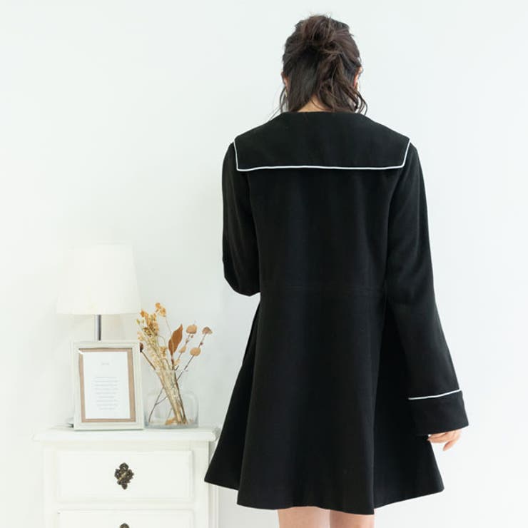 ビジュー釦セーラーカラーコート 韓国 オルチャン 夢展望[品番