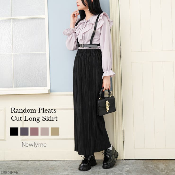 韓国ランダムプリーツカットロングスカート 韓国ファッション オルチャン 夢展望 | 夢展望 | 詳細画像1 