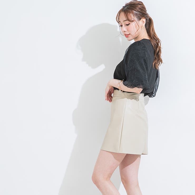 シアーパフスリーブカットトップス 韓国ファッション オルチャン 夢