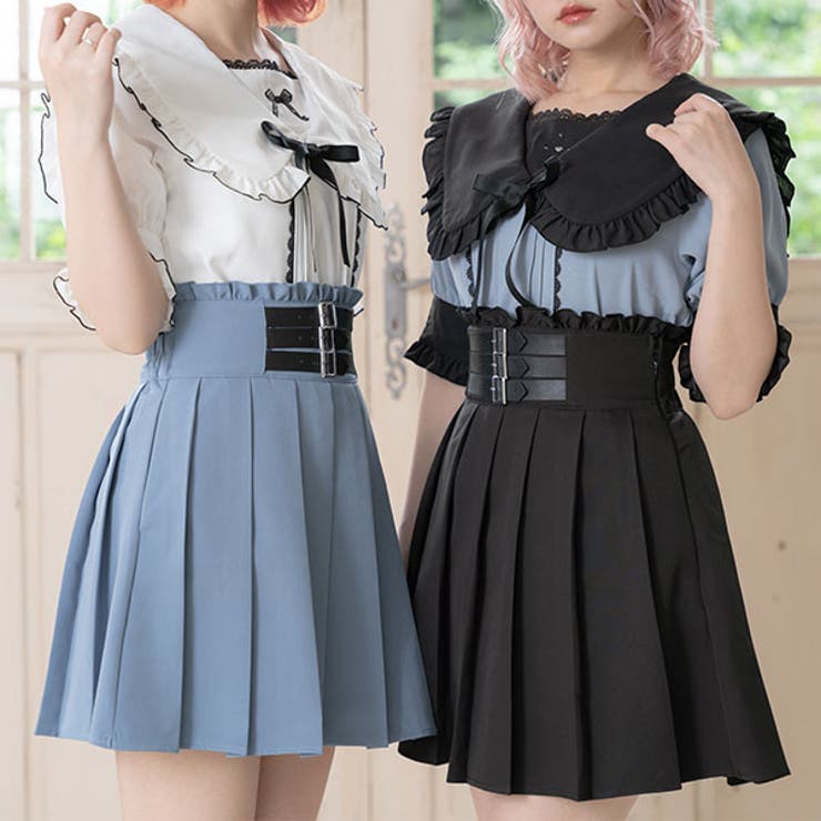 3連バックルベルトプリーツスカート 韓国 オルチャン 夢展望 | DearMyLove | 詳細画像2 