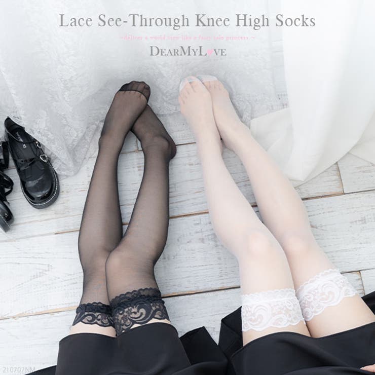 レースシースルーニーハイソックス 韓国 オルチャン 夢展望 | DearMyLove | 詳細画像1 