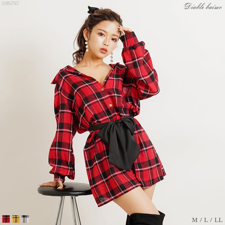 バイカラーリボンチェックシャツワンピース 韓国 オルチャン 夢展望 品番 Yu 夢展望 ユメテンボウ のレディースファッション通販 Shoplist ショップリスト