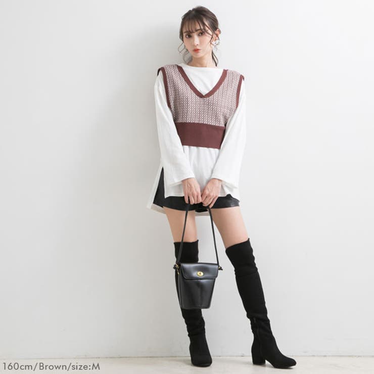 【前後2WAY】幾何学柄レースアップビスチェ 韓国 オルチャン 夢展望 | 夢展望 | 詳細画像3 