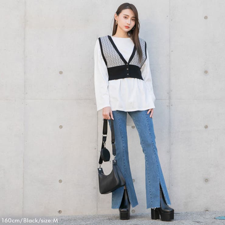 【前後2WAY】幾何学柄レースアップビスチェ 韓国 オルチャン 夢展望 | 夢展望 | 詳細画像8 