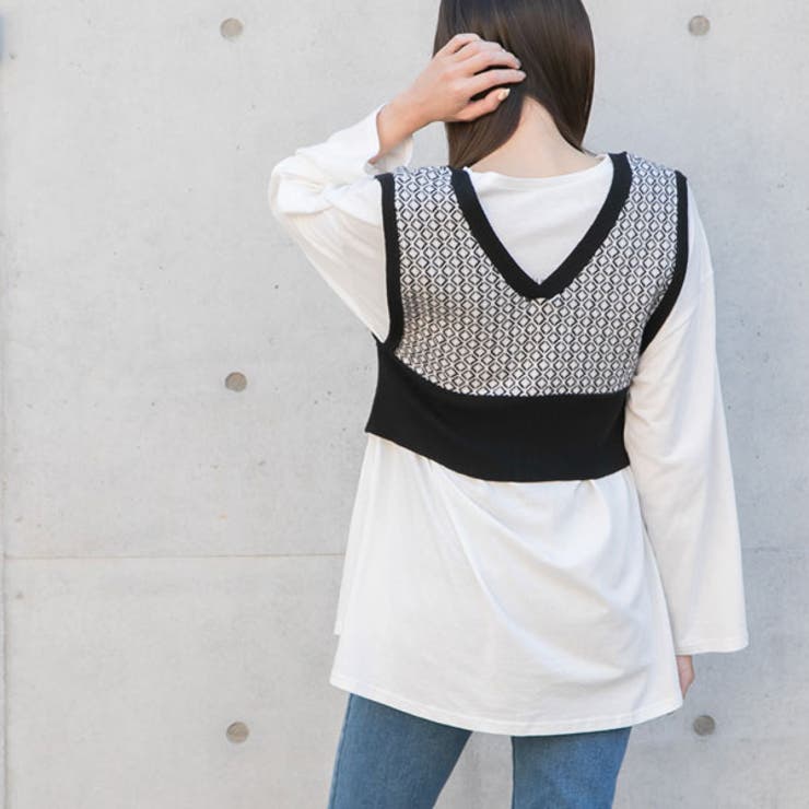 【前後2WAY】幾何学柄レースアップビスチェ 韓国 オルチャン 夢展望 | 夢展望 | 詳細画像10 