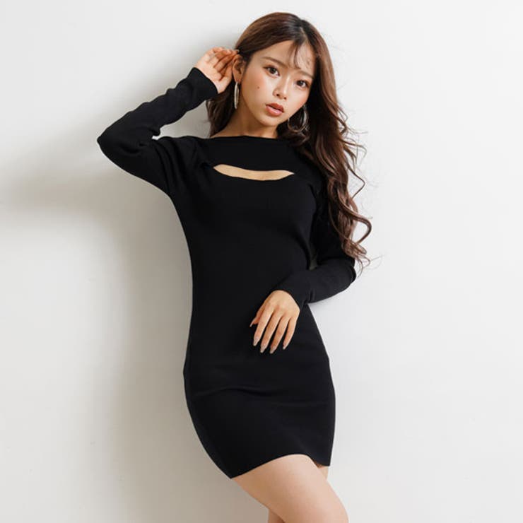 バスト開きセクシーニットワンピース 韓国 オルチャン 夢展望