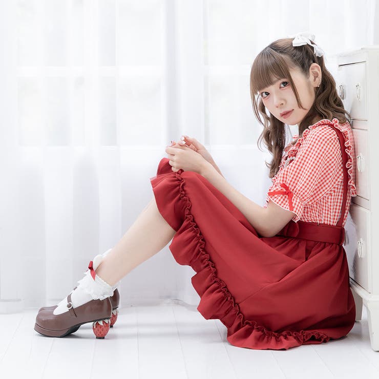 いちごヒールロリータパンプス 韓国 オルチャン 夢展望[品番