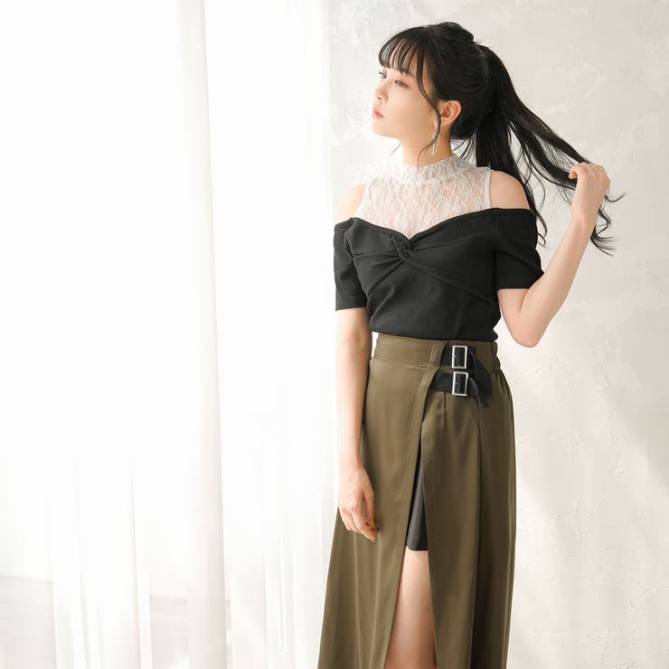 レースレイヤードテレコリブトップス 韓国 夢展望 | 夢展望 | 詳細画像6 