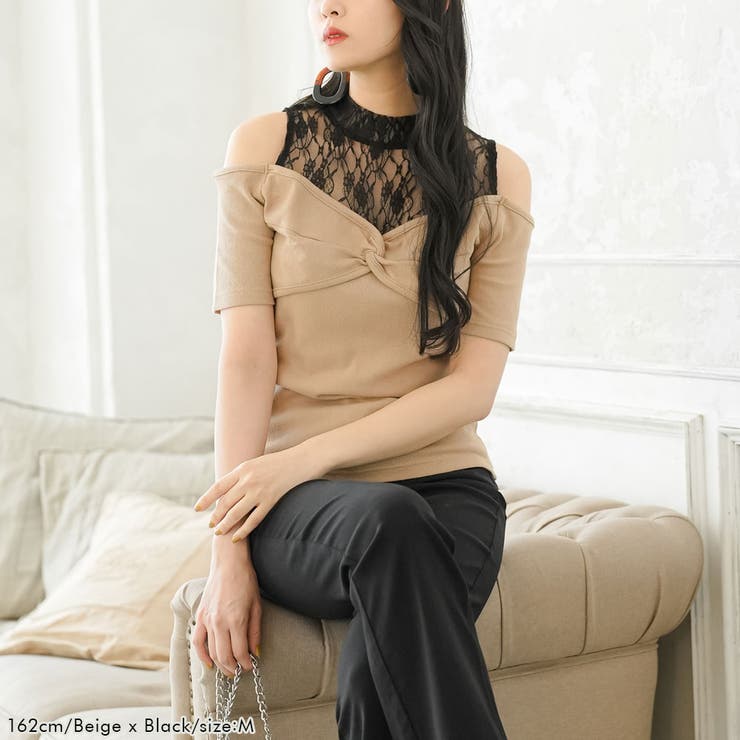 レースレイヤードテレコリブトップス 韓国 夢展望 | 夢展望 | 詳細画像8 