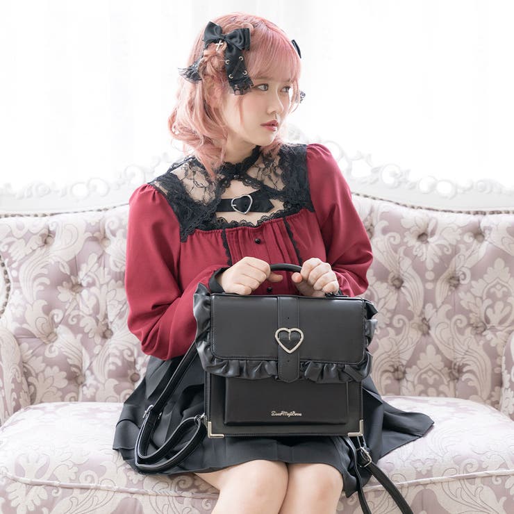 フリルハートベルトスクエア3wayサッチェルバッグ 量産型 地雷系