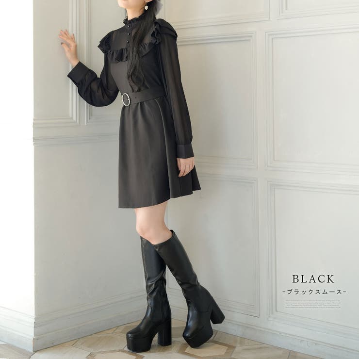厚底ストレッチフィットロングブーツ 韓国 夢展望 ギャル