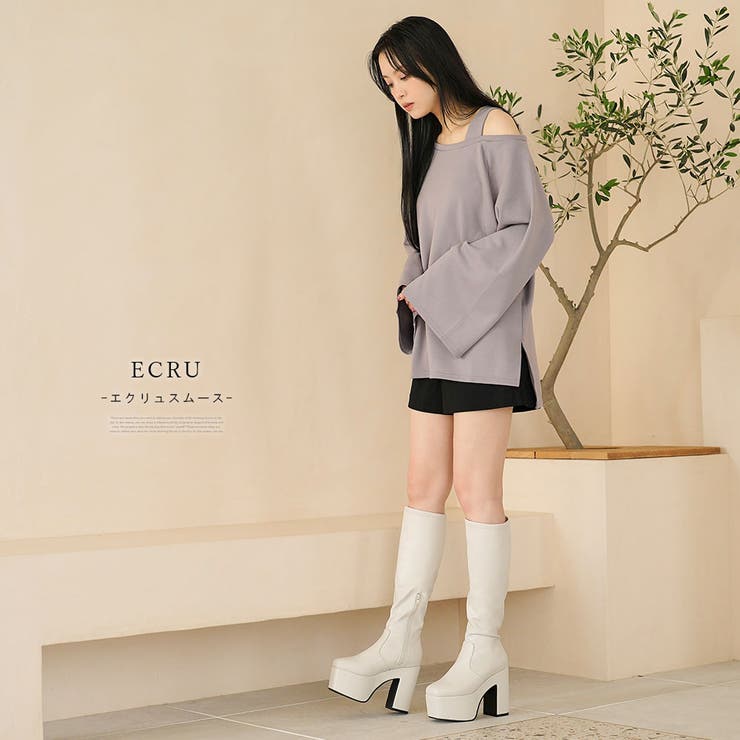 厚底ストレッチフィットロングブーツ 韓国 夢展望 ギャル