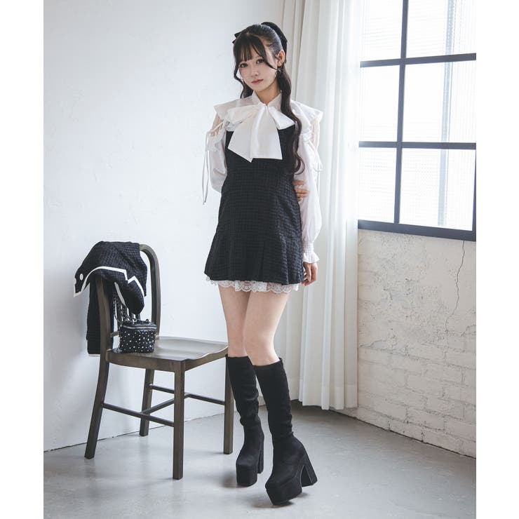 厚底ストレッチフィットロングブーツ 韓国 夢展望 ギャル アイドル Y2K