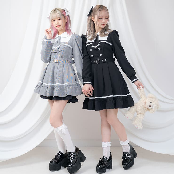 探偵ネクタイワンピース 量産型 地雷系 夢展望[品番：YU000046357