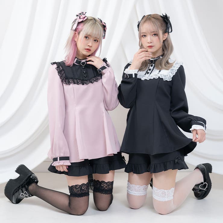 ハートチョーカーヨークレースセットアップ 量産型 地雷系 夢展望[品番