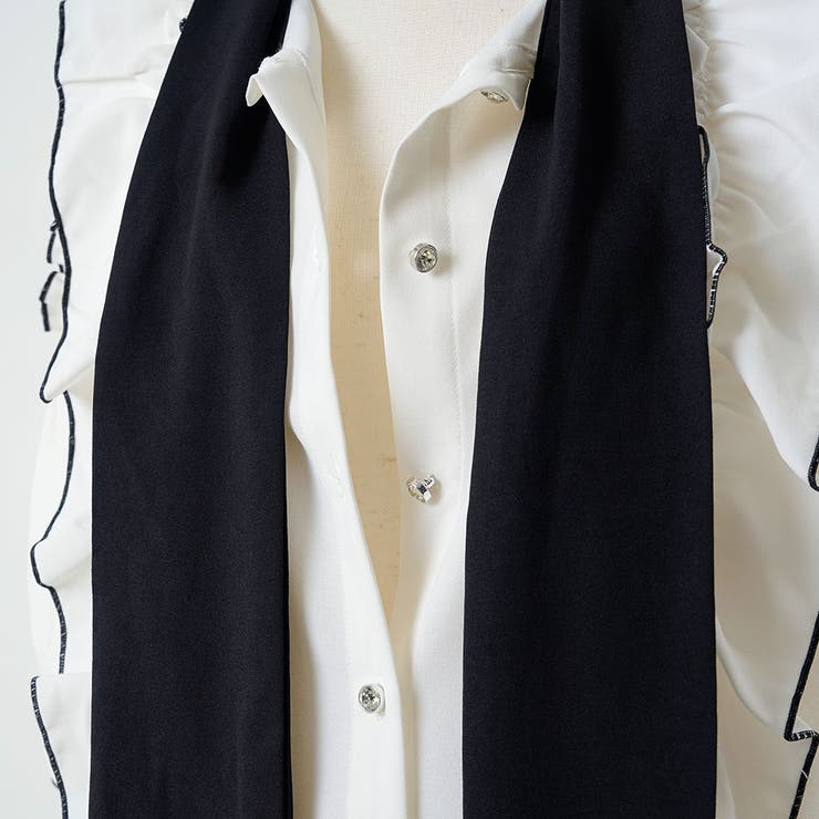 ボウタイフリフリ肩開き半袖ブラウス 韓国 夢展望 | 夢展望 | 詳細画像20 