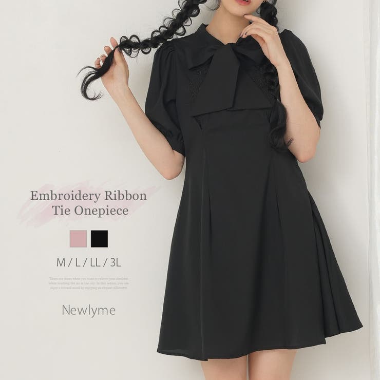 刺繍入りリボンタイワンピース 韓国 夢展望 | 夢展望 | 詳細画像1 