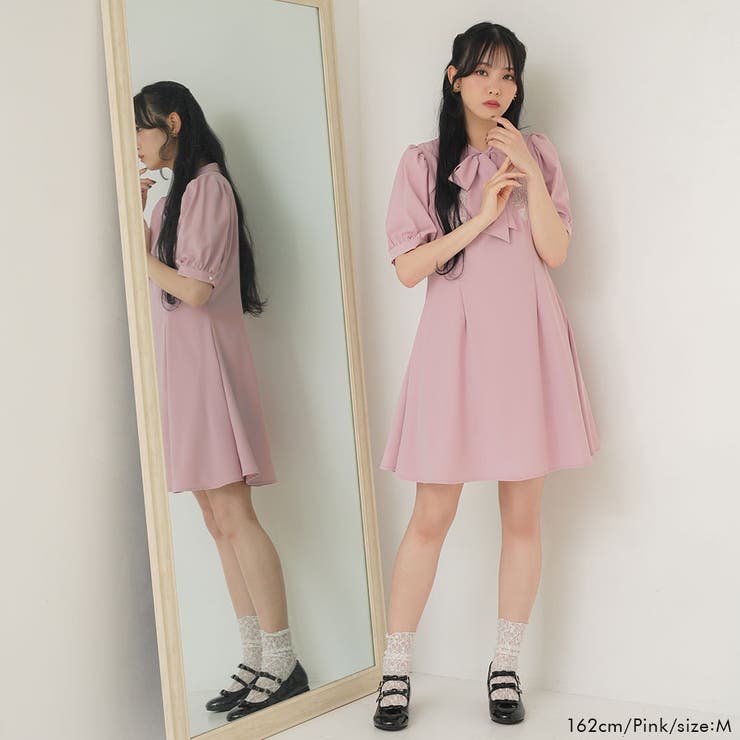 刺繍入りリボンタイワンピース 韓国 夢展望 | 夢展望 | 詳細画像5 